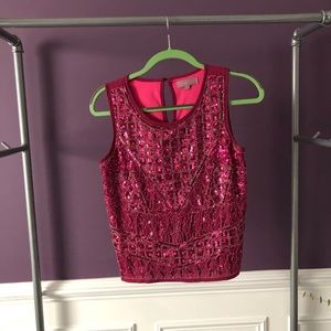 Beaded and sequin magenta tank top